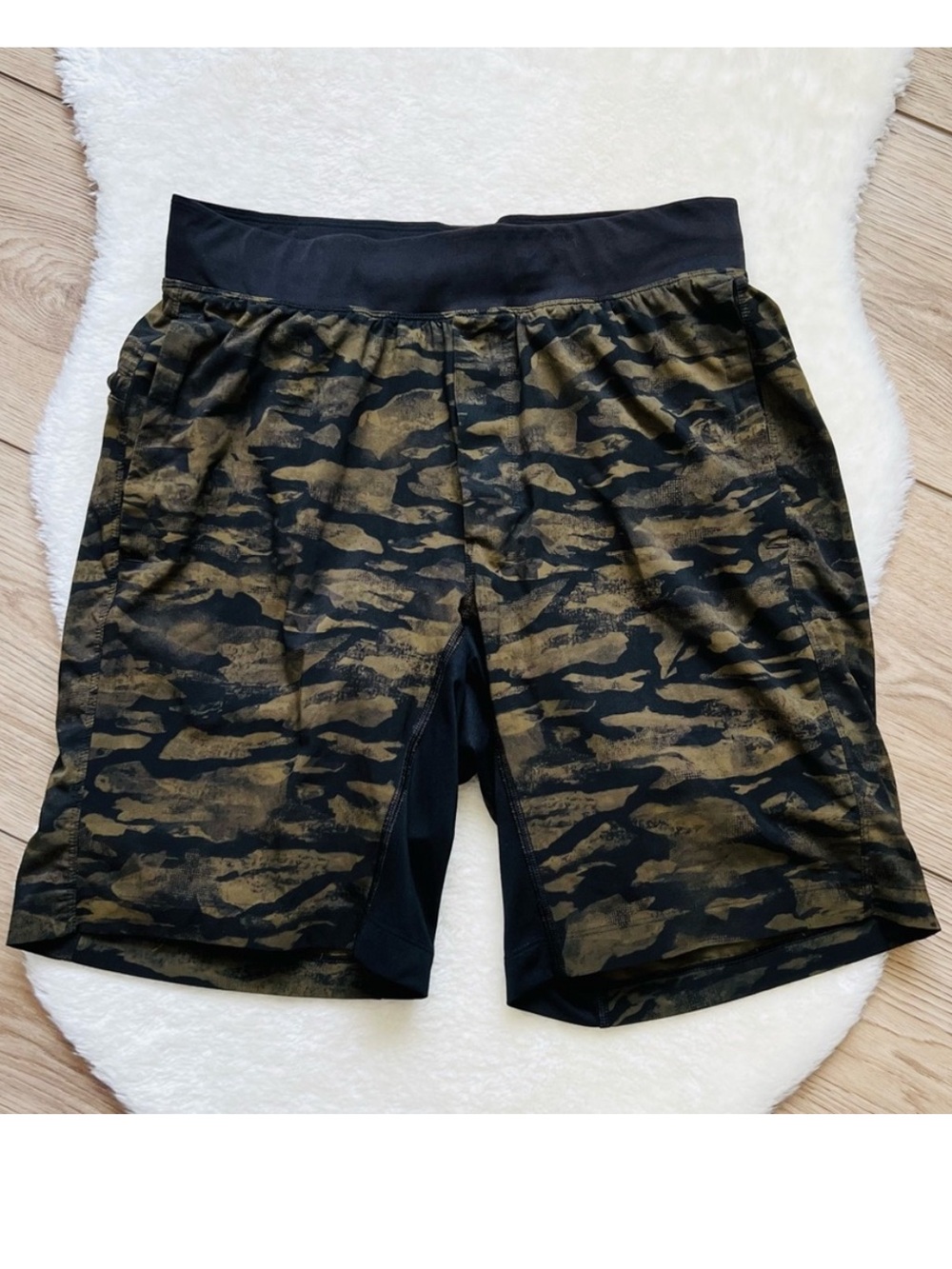 Lululemon The Short Black & Olive Camo Athletic Shorts